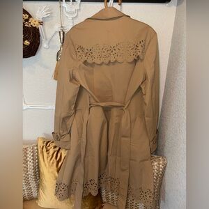 New York and Company Women's Tan Double-Breasted Trench/Rain Coat